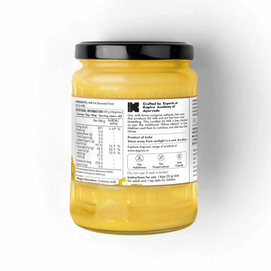 Kapiva A2 Desi Cow Ghee 500Ml | Bilona Method, Curd-Churned | Pure, Natural, Healthy | Grass-Fed Cultured Ghee - Super Saver Pack Of 2