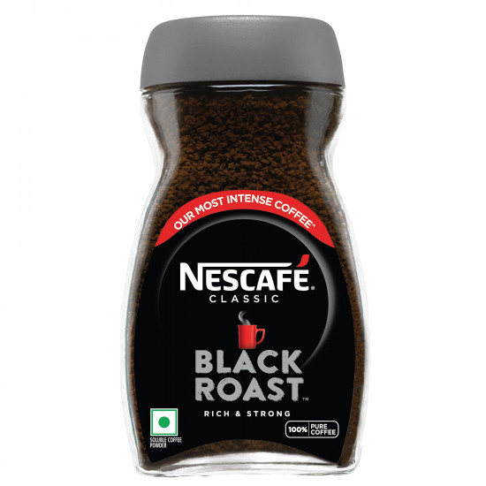 Nescafe Classic Black Roast Instant Coffee Jar, Rich & Dark | 100% Pure Soluble Coffee Powder, 190g / 200g (Weight May Vary)