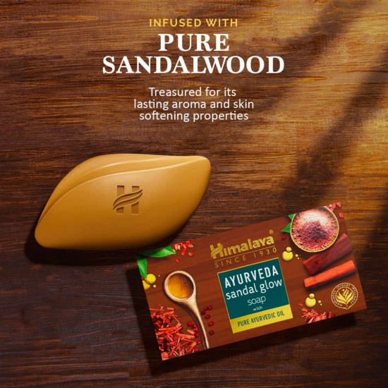 Himalaya Ayurveda Sandal Glow Soap, 75 gm (Pack of 4, 300 gm), Save on MRP
