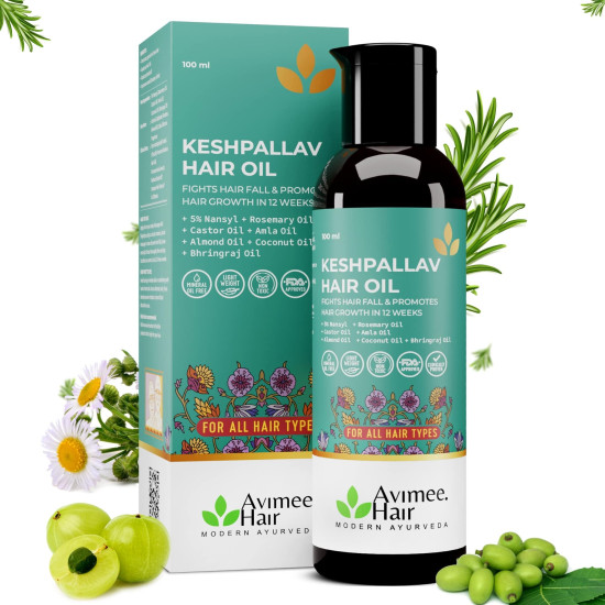 Avimee Herbal Keshpallav Hair Oil For Men & Women | Promotes Hair Growth & Reduces Hair Fall | With Rosemary, Castor, Amla, Coconut and Bhringraj Oil | Mineral Oil Free | 100 ml Avimee Herbal Keshpallav Hair Oil For Men & Women | Promotes Hair Growth & Reduces Hair Fall | With Rosemary, Castor, Amla, Coconut and Bhringraj Oil | Mineral Oil Free | 100 ml