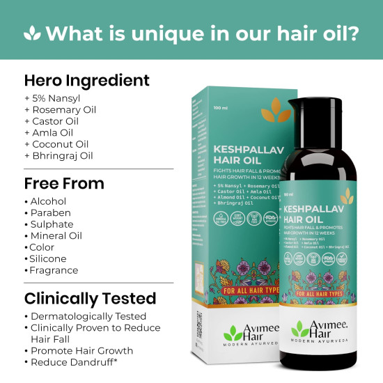 Avimee Herbal Keshpallav Hair Oil For Men & Women | Promotes Hair Growth & Reduces Hair Fall | With Rosemary, Castor, Amla, Coconut and Bhringraj Oil | Mineral Oil Free | 100 ml Avimee Herbal Keshpallav Hair Oil For Men & Women | Promotes Hair Growth & Reduces Hair Fall | With Rosemary, Castor, Amla, Coconut and Bhringraj Oil | Mineral Oil Free | 100 ml