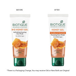 Biotique Honey Gel Soothe & Nourish Foaming Face wash | Soap Free Formula | Reduce Dryness | 100% Botanical Extracts | Suitable for All Skin Types | 50ml