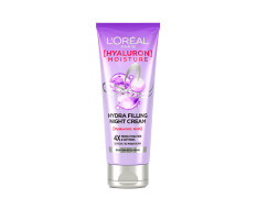 L'Oreal Paris Filling Night Cream, Leave In Hair Cream with Hyaluronic Acid, For Dry & Dehydrated Hair, Adds Shine & bounce, Hyaluron Moisture 72H Hydra, 180ml