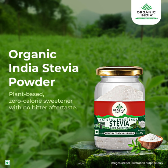 A TATA Product – Organic India Stevia Powder – 75g | Plant-Based Natural Sweetener | Zero Calories | Sugar-Free | Low Glycemic Index