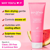 DOT & KEY Watermelon Super Glow Gel Face Wash With Vitamin C&Cucumber|Face Wash For Glowing Skin|Oil Free Face Wash|Removes Excess Oil&Dirt|For Combination&Oily Skin|For Women&Men|100Ml