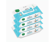 Mother Sparsh 99% Pure Water Baby Wipes Pack of 4 (40 X 4 Wipes) | Travel Friendly Pack made with Plant Based Fabric