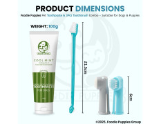Foodie Puppies Pet Dental Oral Care Kit Combo - (Coolmint Toothpaste - 100g + 3Pcs Toothbrush) for Dogs | Soothes Inflame Gums, Remove Bad Breath, and Mix of Clove & Cinnamon Oil for Dogs and Puppies