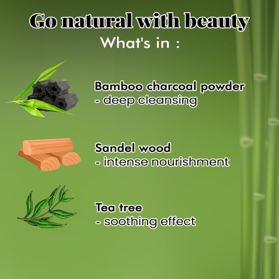 NutriGlow NATURAL'S Bamboo Charcoal Face Wash with Sandalwood for Daily Exfoliation, Refresh Skin - All Skin Types - 100g