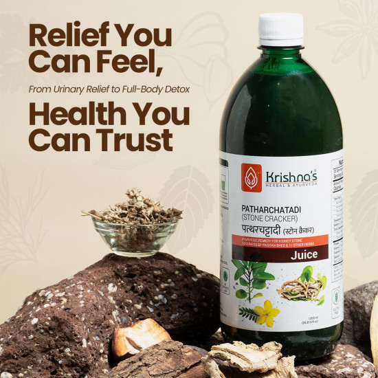 KRISHNA'S HERBAL & AYURVEDA Patharchatadi Juice-1000 Ml Dissolve Or Break The Stone Goodness Of Pashanbhed, Adulsa, Kutki & Amla Blend Of Ayurvedic Herbs For Kidney, Pack Of 1 KRISHNA'S HERBAL & AYURVEDA Patharchatadi Juice-1000 Ml Dissolve Or Break The Stone Goodness Of Pashanbhed, Adulsa, Kutki & Amla Blend Of Ayurvedic Herbs For Kidney, Pack Of 1