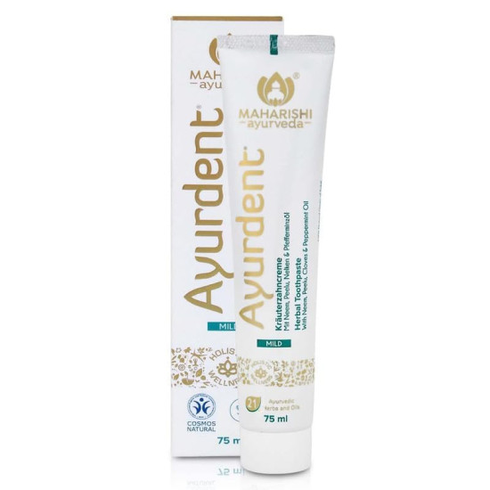 Maharishi Ayurveda Ayurdent Mild Herbal Ayurvedic Toothpaste - All Natural|21 Ayurvedic Herbs|Whitens&Strengthens Teeth|Helps Fight Plaque, Tartar, Cavity, Tooth Decay&Bad Breath|75 Ml, Pack of 1 Maharishi Ayurveda Ayurdent Mild Herbal Ayurvedic Toothpaste - All Natural|21 Ayurvedic Herbs|Whitens&Strengthens Teeth|Helps Fight Plaque, Tartar, Cavity, Tooth Decay&Bad Breath|75 Ml, Pack of 1
