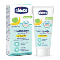 Chicco Toothpaste for Kids, Best for Baby (6m-6y), Apple-Banana Flavour, 50g | Fluoride-Free & Low Abrasive | Removes Plaque, Helps Prevent Cavities | IDA Accepted