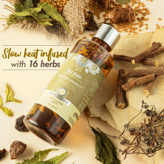 Nat Habit Neem Bhringraj Hair Oil For Men & Women, Reduces Dandruff, Suitable For All Hair Types, No Paraffin, Mineral Oil, Preservatives & Chemicals, 100 ml