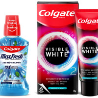 Colgate Plax Pepper Mint Mouthwash, 0% Alcohol - 500 ml & Visible White O2, Teeth Whitening Toothpaste, Aromatic Mint, 50g, Active Oxygen Technology, Enamel Safe Teeth Whitening Product