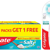 Colgate Active Salt Toothpaste, Daily Germ Protection, Pack of 800g (Buy 3 Get 1 Free) & Gentle Enamel Ultra Soft Bristles Toothbrush, 4 Pcs (Buy2 Get 2), Soft Bristles for Enamel Care
