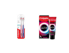 Colgate Gentle UltraFoam Ultra Soft Bristles Toothbrush, 2 Pcs & Visible White O2, Teeth Whitening Toothpaste, 50g Enamel Safe Teeth Whitening Product, Multicolour