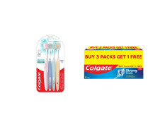 Colgate Gentle Enamel Ultra Soft Bristles Toothbrush, 4 Pcs (Buy2 Get 2) & Strong Teeth Cavity Protection Toothpaste, Colgate Toothpaste with Calcium Boost, 700gm Saver Pack