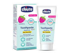 Chicco Toothpaste for Kids, Best for Baby (1y-6y), Strawberry Flavour, 50g | Fluoride-Free & Low Abrasive | Removes Plaque, Helps Prevent Cavities | IDA Accepted