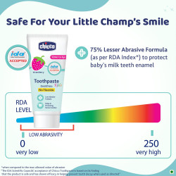 Chicco Toothpaste for Kids, Best for Baby (1y-6y), Strawberry Flavour, 50g | Fluoride-Free & Low Abrasive | Removes Plaque, Helps Prevent Cavities | IDA Accepted