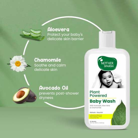 Mother Sparsh Plant Powered Natural Hydrating Baby Wash With Avacado Oil & Coconut - 100 ml