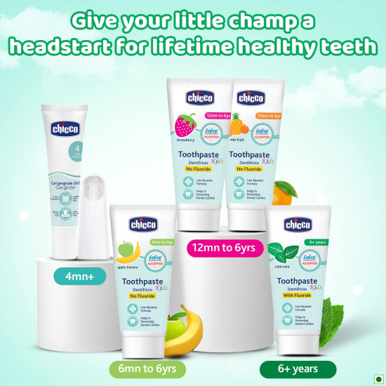Chicco Toothpaste for Kids, Best for Baby (6+ years), Mild Mint Flavour, 70g | With Fluoride to Remove Plaque | Low Abrasive| Helps Prevent Cavities | IDA Accepted