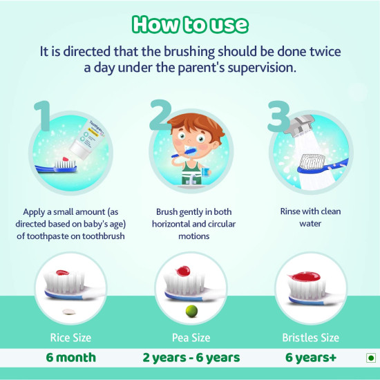 Chicco Toothpaste for Kids, Best for Baby (6+ years), Mild Mint Flavour, 70g | With Fluoride to Remove Plaque | Low Abrasive| Helps Prevent Cavities | IDA Accepted