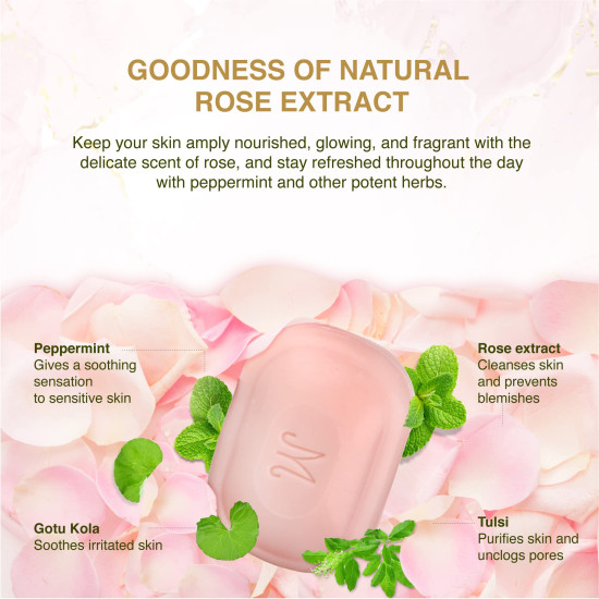 Maharishi Ayurveda Rose Herbal Soap|100% Natural|Pure Rose Aroma Oil| Free from Chemicals, Parabens, Petrochemicals & Synthetic Fragrances|Moisturizes & Purifies the Skin| All Skin Type - 100 g