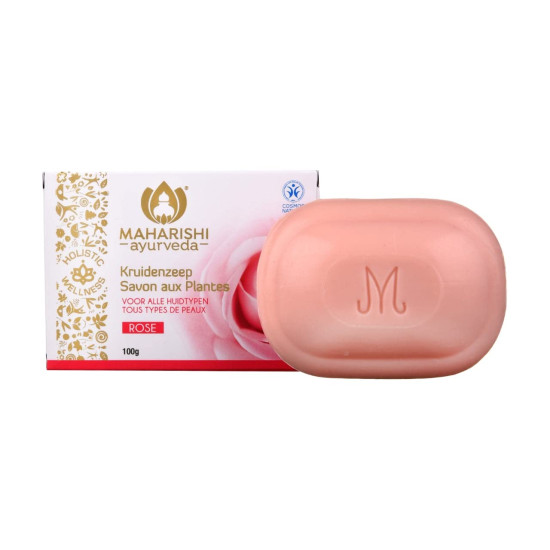 Maharishi Ayurveda Rose Herbal Soap|100% Natural|Pure Rose Aroma Oil| Free from Chemicals, Parabens, Petrochemicals & Synthetic Fragrances|Moisturizes & Purifies the Skin| All Skin Type - 100 g
