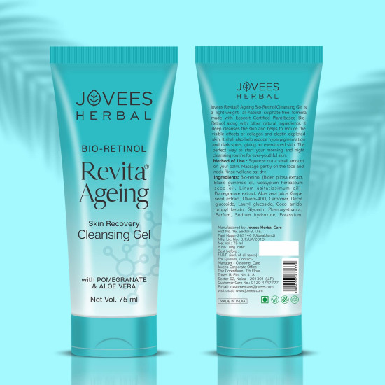 Jovees Herbal Bio-Retinol Revita Ageing Cleansing Gel To Reduce Fine Lines & Wrinkles 75ml