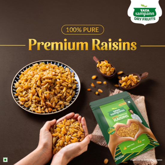 Tata Sampann Pure Raisins Seedless, Kishmish, 500g, Source Of Potassium, Premium Dry Fruits, Green Raisins