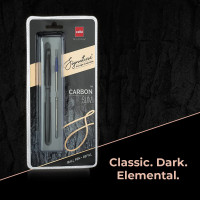 Cello Signature Carbon Slim Ball Pen + Refill Pack | Blue Ink | 1 Ball Pen + 1 Refill | Matte Black Finish | Premium Metal Pen for Gift | Stylish Corporate & New Year Gifts for Men & Women