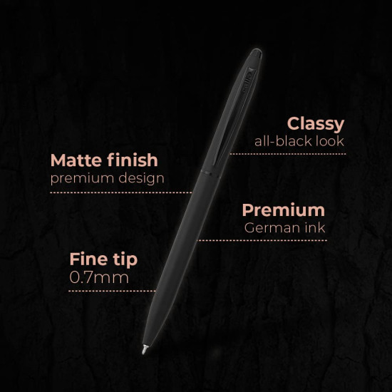 Cello Signature Carbon Slim Ball Pen + Refill Pack | Blue Ink | 1 Ball Pen + 1 Refill | Matte Black Finish | Premium Metal Pen for Gift | Stylish Corporate & New Year Gifts for Men & Women