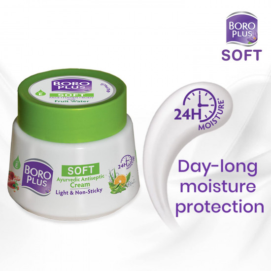 BoroPlus Soft Antiseptic Cream | Light & Non-sticky | Provides 24 hour moisturisation|Ayurvedic Cream for all seasons |Hand Cream, Body Cream & Face Cream | Vitamin E - 200 ml