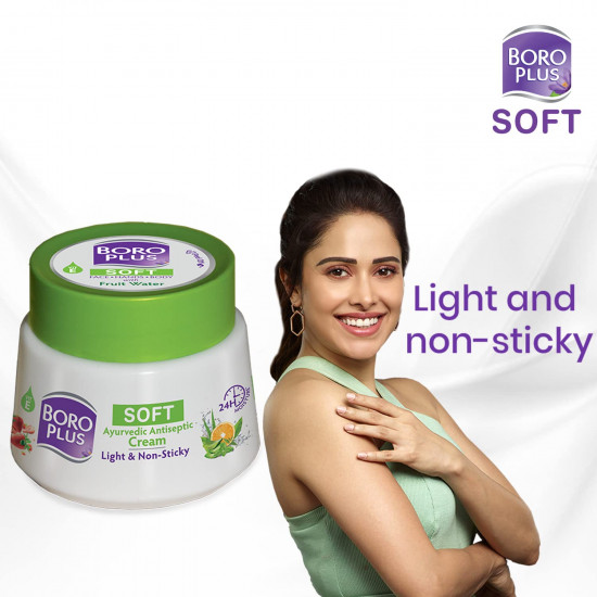 BoroPlus Soft Antiseptic Cream | Light & Non-sticky | Provides 24 hour moisturisation|Ayurvedic Cream for all seasons |Hand Cream, Body Cream & Face Cream | Vitamin E - 200 ml