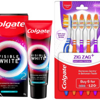 Colgate Visible White O2 & ZigZag Toothbrush Pack - Teeth Whitening & Oral Hygiene
