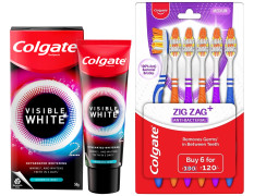 Colgate Visible White O2 & ZigZag Toothbrush Pack - Teeth Whitening & Oral Hygiene