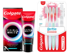 Colgate Visible White O2 Teeth Whitening Toothpaste & Soft Bristles Toothbrush - Active Oxygen Technology