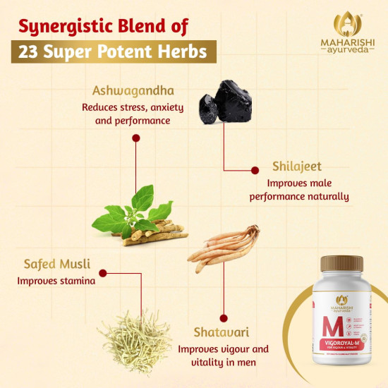 Maharishi Ayurveda Shilajit Tablets | Vigoroyal M- Infused with Original Shilajit | Natural Shilajeet - 60 tablets