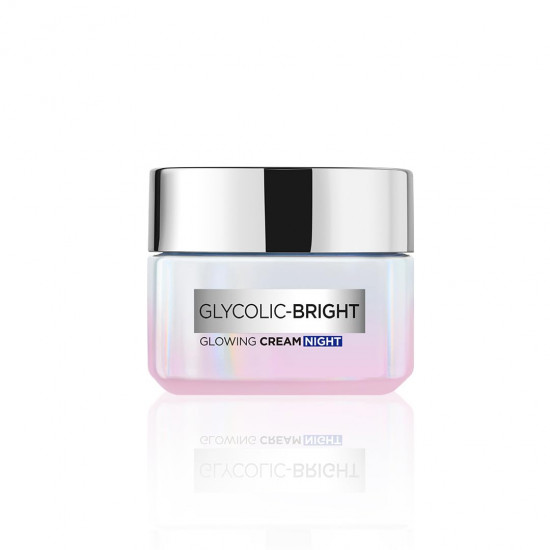 L'Oreal Paris Glycolic Bright Glowing Night Cream, 15ml |Overnight Brightening Cream with Glycolic Acid that Visbily Minimizes Spots & Reveals Glowing skin