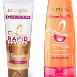 L'Oreal Paris Rapid Reviver 6 Oil Nourish Deep Conditioner, 180ml & L'Oreal Paris Dream Lengths Conditioner, 192.5 ml