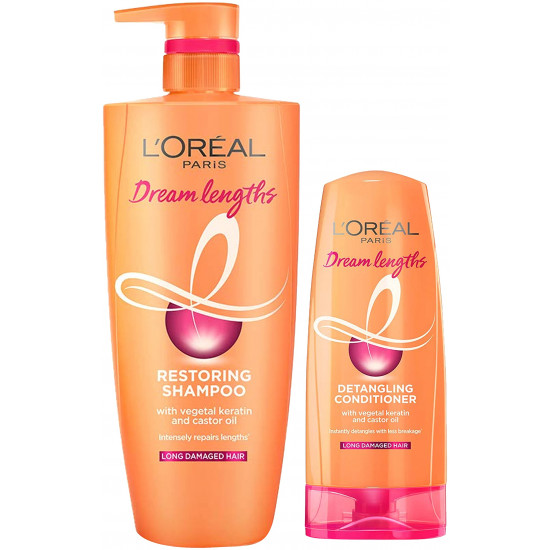 L'Oreal Paris Dream Lengths Shampoo, 704 ml & L'Oreal Paris Dream Lengths Conditioner, 192.5 ml