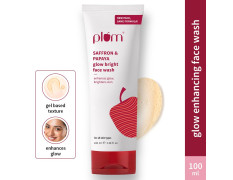 Plum Saffron & Papaya Glow & Brightening Face Wash with Vitamin B5 | Boosts Glow & Brightens Skin | Non-Drying | All Skin Types | Bright Gel Face Wash for Women & Men | for All Skin Types | 100ml
