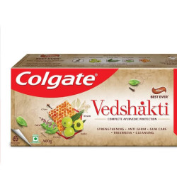 Colgate Gentle UltraFoam Ultra Soft Bristles Manual Toothbrush for adults, 2 Pcs Multicolor & Swarna Vedshakti Ayurvedic Cavity Protection Toothpaste - 400gm