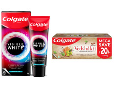 Colgate Visible White O2 & Swarna Vedshakti Toothpaste Bundle - Teeth Whitening & Ayurvedic Protection