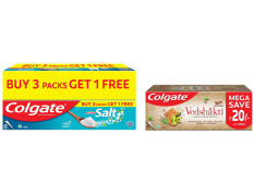 Colgate Active Salt Toothpaste, Daily Germ Protection, Pack of 800g (Buy 3 Get 1 Free) & Swarna Vedshakti Ayurvedic Cavity Protection - 400gm