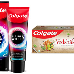 Colgate Visible White O2, Teeth Whitening Toothpaste, Aromatic Mint, 50g, Active Oxygen Technology, Enamel Safe Teeth Whitening Product & Colgate Vedshakti Mouth Protect Spray - 10gm,Pack of 1