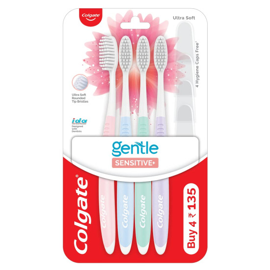 Colgate Swarna Vedshakti Ayurvedic Cavity Protection, Bad Breath Treatment Toothpaste - 400gm & Colgate Sensitive Soft Bristles Manual Toothbrush for adults - 4 Pcs, Multicolor