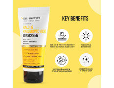 Dr. Sheth's Haldi & Hyaluronic Acid Sunscreen with 1% Hyaluronic Acid & 1% Turmeric Extract | Spf 50+ | PA+++ | Hydrating & Brightening | Protects against UVA/UVB & Blue light | For Women & Men -50g