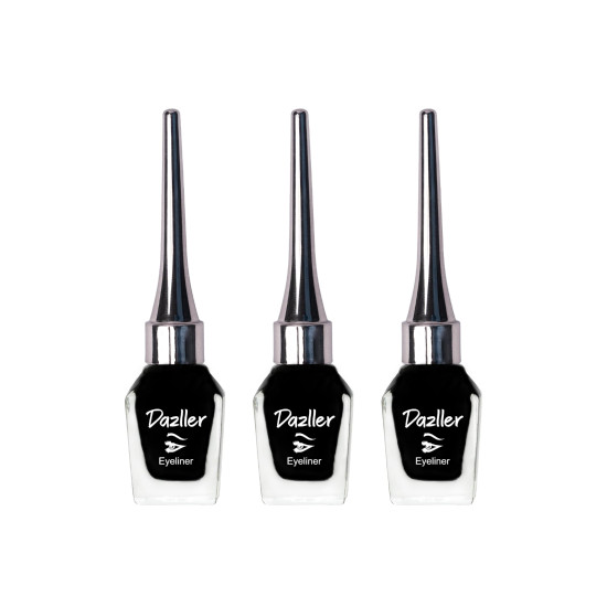 Dazller Eyeliner, 6.5mL (Pack of 3), Black, Velvet Matte, Washable, Water-resistant, Smudge-proof