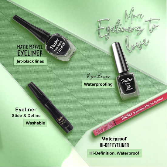 Dazller Eyeliner, 6.5mL (Pack of 3), Black, Velvet Matte, Washable, Water-resistant, Smudge-proof