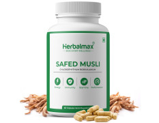 Herbalmax Safed Musli 800mg | With Shilajit, Ashwagandha & Gokshura | Natural Energy, Immunity Boost, Stamina & Stress Relief | Enhances Performance & Body Strength for Men & Women – 60 Veg Capsules